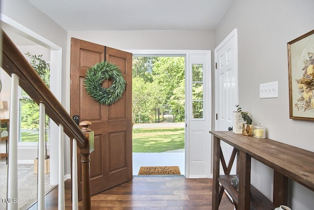 foyer featuring dark wood finished floors