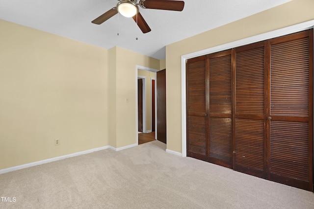 101 Atchison St, Garner, NC 27529 - unfurnished bedroom with a ceiling fan, baseboards, carpet, and a closet