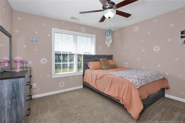 4258 Cherry Hill Ln, Fayetteville, NC 28312 - bedroom featuring baseboards, light colored carpet, wallpapered walls, and visible vents