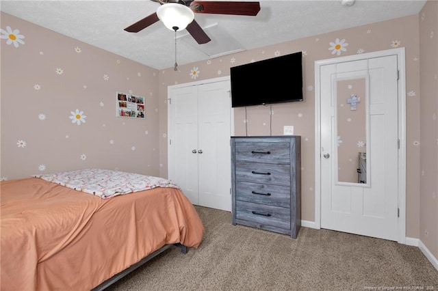 4258 Cherry Hill Ln, Fayetteville, NC 28312 - bedroom featuring a ceiling fan, baseboards, light carpet, and a closet