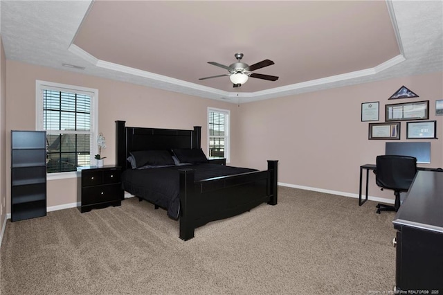 4258 Cherry Hill Ln, Fayetteville, NC 28312 - bedroom with baseboards, a raised ceiling, carpet floors, and multiple windows