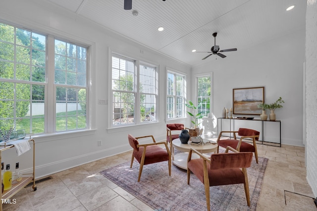 sunroom featuring visible vents