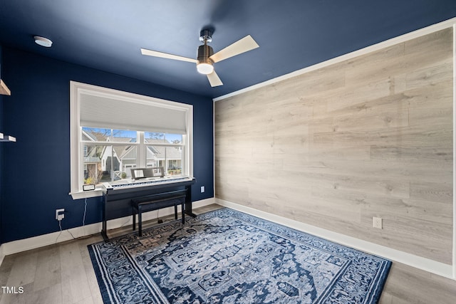 6633 Penfield St, Wake Forest, NC 27587 - sitting room with ceiling fan, baseboards, and wood finished floors
