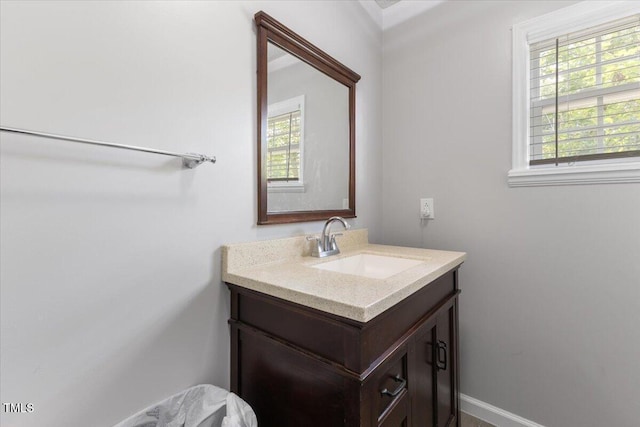 bathroom with vanity and plenty of natural light
