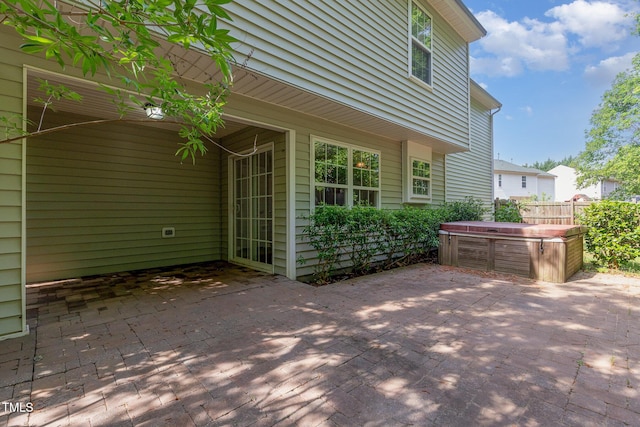 203 Downing Bluff Dr, Morrisville, NC 27560 - view of patio / terrace with a hot tub