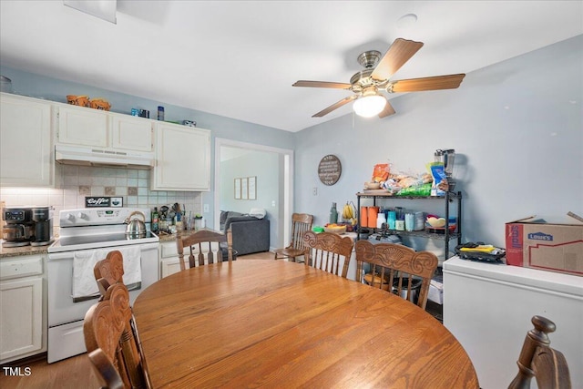 dining space with ceiling fan