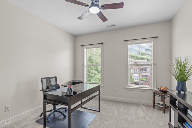 3304 Rockland Ridge Dr, Cary, NC 27519 - carpeted office with baseboards and ceiling fan