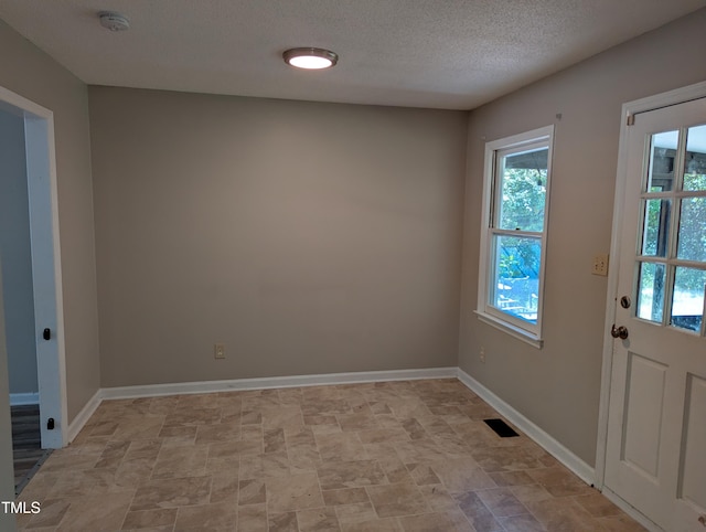 entryway featuring plenty of natural light, baseboards, and stone finish floor