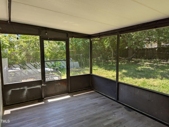 view of unfurnished sunroom