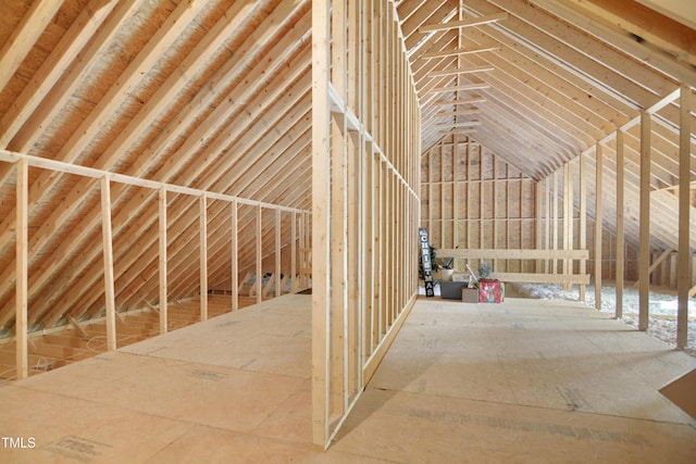 view of unfinished attic