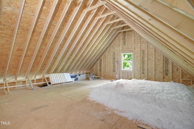 view of unfinished attic