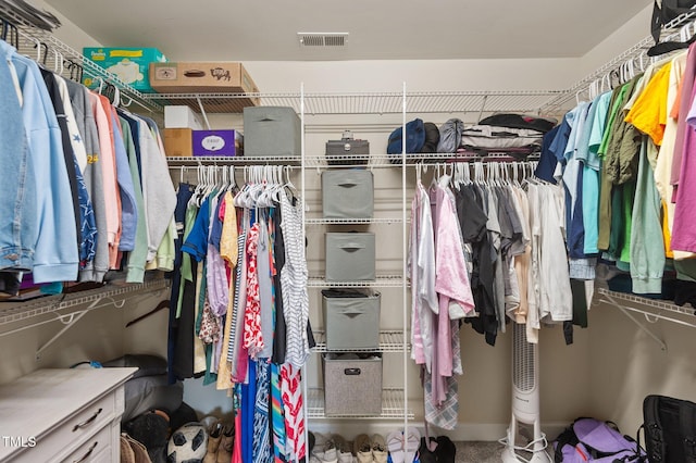 walk in closet featuring visible vents