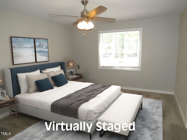 3622 Top Of The Pines Ct, Raleigh, NC 27604 - bedroom with baseboards and a ceiling fan