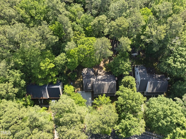 aerial view featuring a forest view