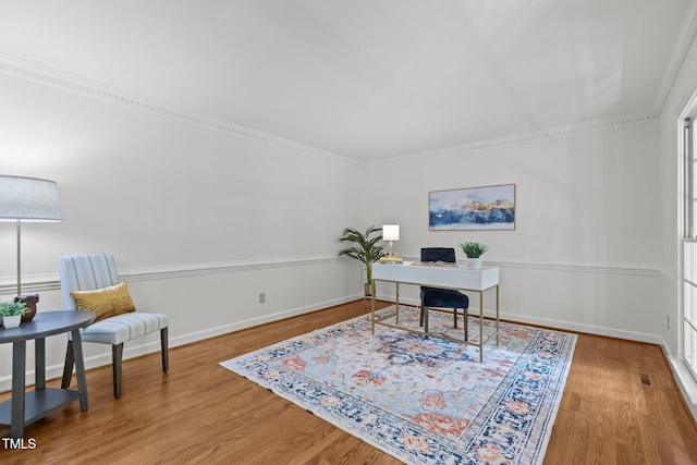 128 Cobblestone Dr, Chapel Hill, NC 27516 - office area with wood finished floors and crown molding