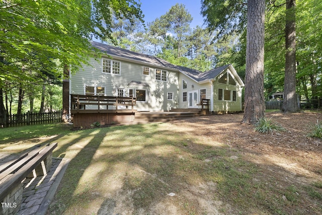 128 Cobblestone Dr, Chapel Hill, NC 27516 - back of house with a wooden deck