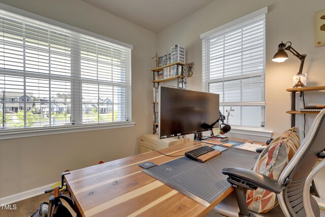 office with wood finished floors