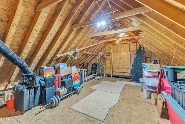 view of unfinished attic