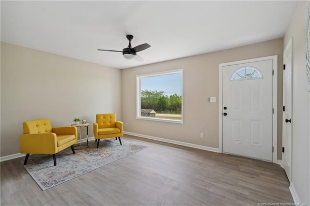 11504 Bissette Rd, Middlesex, NC 27557 - living area featuring wood finished floors, baseboards, and ceiling fan