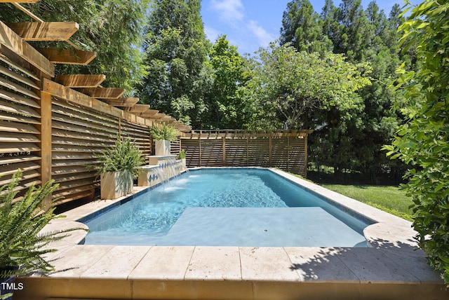 view of pool with a fenced in pool