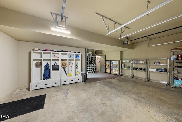 garage with a garage door opener