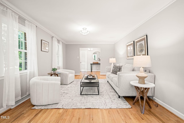 3420 Sheridan Dr, Durham, NC 27707 - living room with wood finished floors, ornamental molding, and baseboards