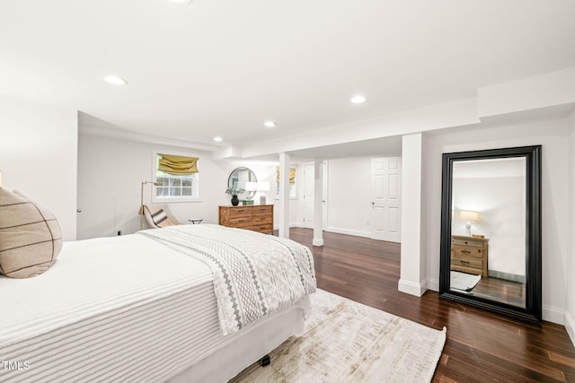 3420 Sheridan Dr, Durham, NC 27707 - bedroom with dark wood-type flooring, baseboards, and recessed lighting
