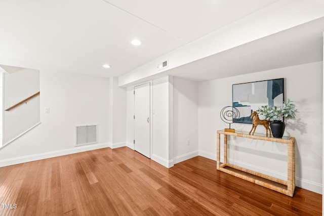3420 Sheridan Dr, Durham, NC 27707 - finished basement featuring baseboards, light wood-style floors, recessed lighting, and stairway