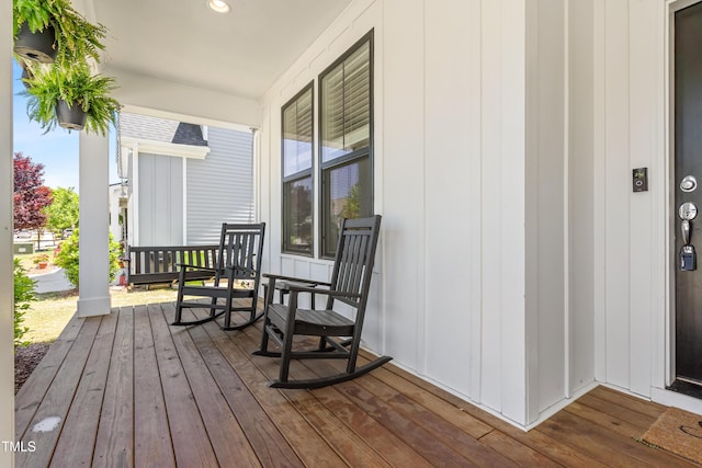 wooden deck with covered porch