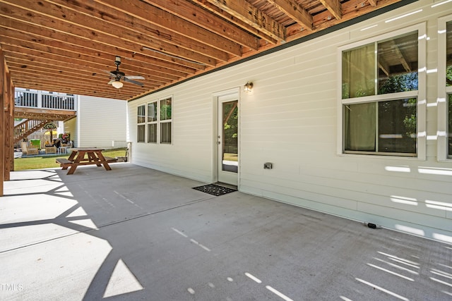 view of patio / terrace featuring a ceiling fan
