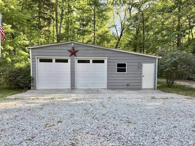 view of detached garage