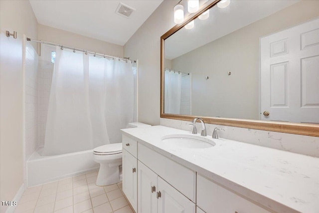 105 Wittenham Dr, Cary, NC 27519 - bathroom featuring vanity, toilet, tile patterned flooring, and shower / bath combination with curtain