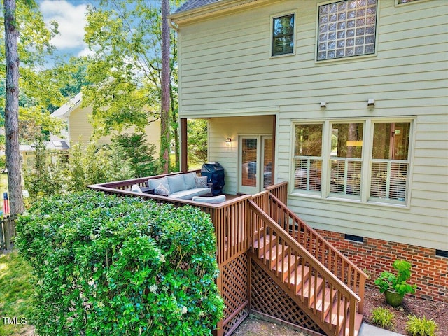 105 Wittenham Dr, Cary, NC 27519 - wooden deck featuring an outdoor hangout area and stairway