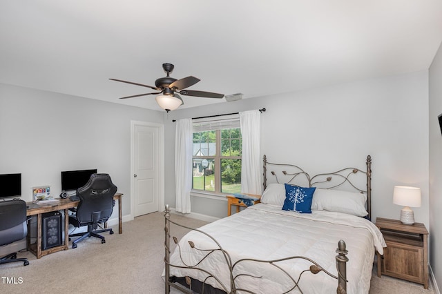 180 Long Grass Dr, Smithfield, NC 27577 - bedroom featuring light colored carpet, baseboards, and ceiling fan