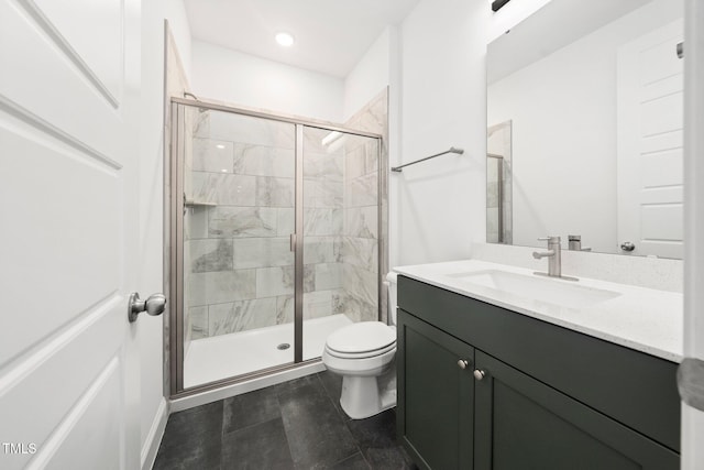 1813 Lost Creek Ct, Apex, NC 27539 - bathroom with toilet, vanity, and a shower stall