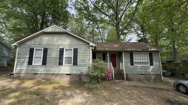 view of front of home with crawl space