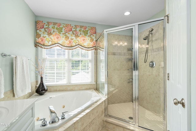 210 Presidents Walk Ln, Cary, NC 27519 - full bath featuring a shower stall and a jetted tub