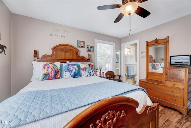 206 Kittys Ln, Erwin, NC 28339 - bedroom featuring a ceiling fan and light wood-style flooring