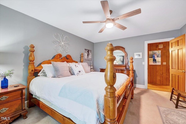 206 Kittys Ln, Erwin, NC 28339 - bedroom with ceiling fan, light carpet, and baseboards