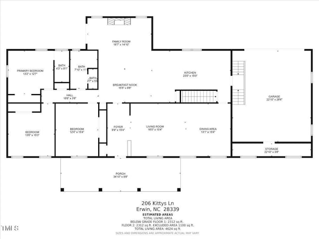 206 Kittys Ln, Erwin, NC 28339 - plan