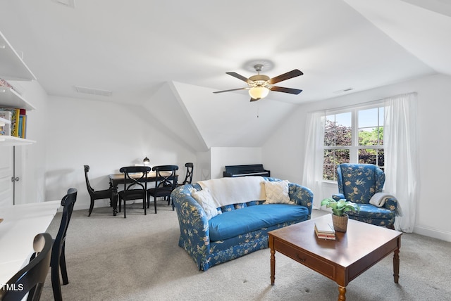 20 Paddy Ln, Youngsville, NC 27596 - carpeted living area with a ceiling fan, vaulted ceiling, and baseboards