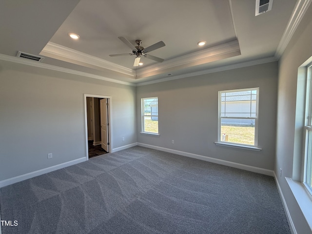 5084 Holly Hill Ct Lot 25, Battleboro, NC 27809 - empty room with visible vents, ornamental molding, and a raised ceiling