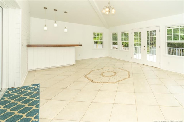 2513 Colgate Dr, Fayetteville, NC 28304 - empty room with a chandelier, tile patterned flooring, and french doors