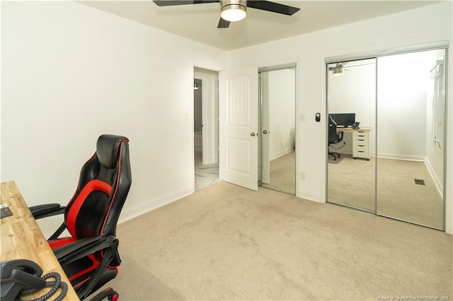 2513 Colgate Dr, Fayetteville, NC 28304 - office featuring ceiling fan, carpet, and baseboards