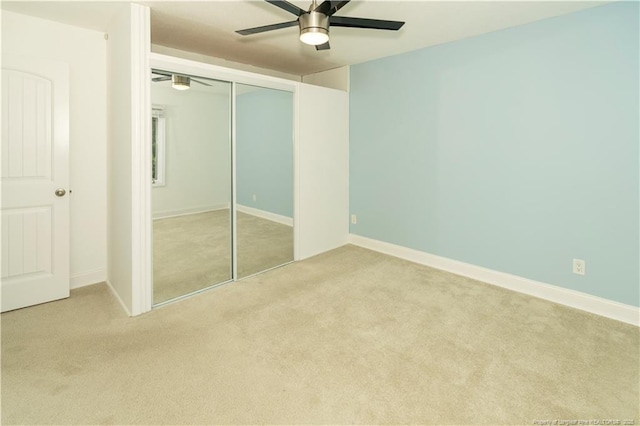 2513 Colgate Dr, Fayetteville, NC 28304 - unfurnished bedroom with carpet floors, a closet, ceiling fan, and baseboards
