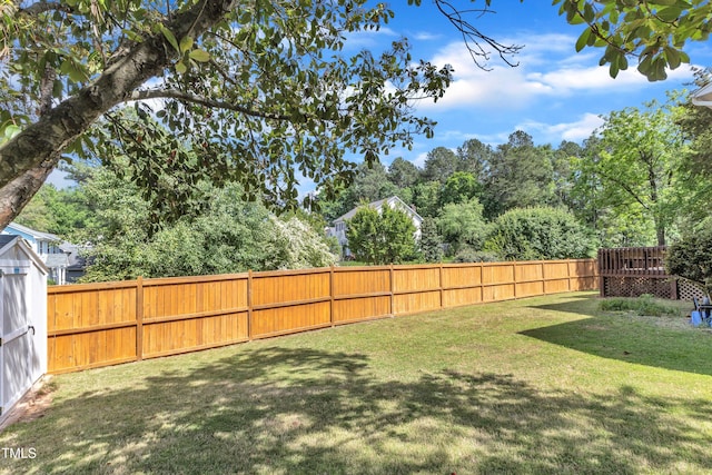 view of yard featuring a fenced backyard