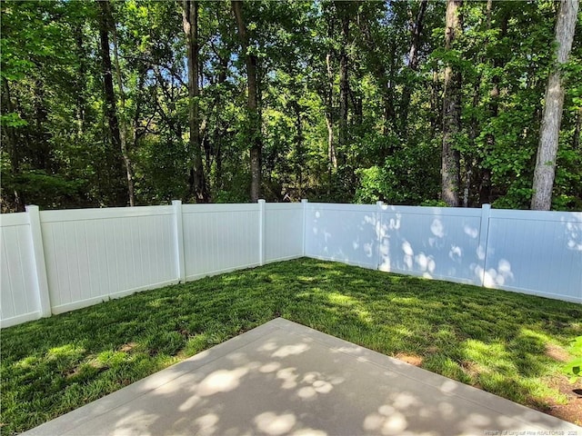 view of yard featuring a fenced backyard and a patio area