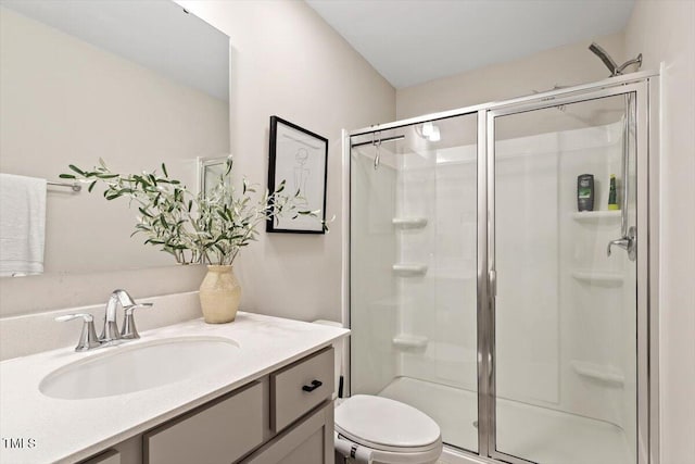 7729 Calcutta Dr, Willow Springs, NC 27592 - bathroom with vanity, toilet, and a stall shower