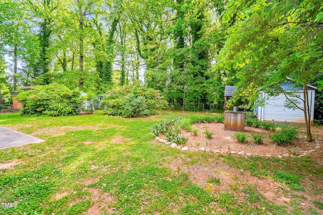 view of yard featuring an outbuilding
