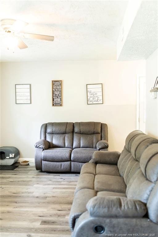 3254 Blossom Dr, Fayetteville, NC 28306 - living room featuring baseboards, a ceiling fan, and light wood finished floors